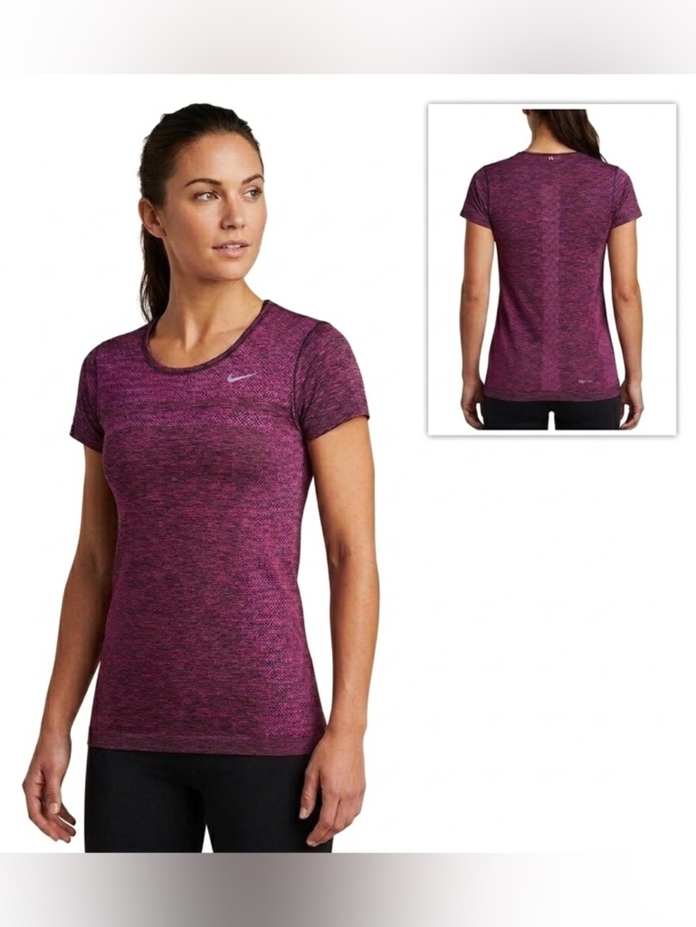 Nike Dri-FIT Knit Short Sleeve Heathered Plum Top